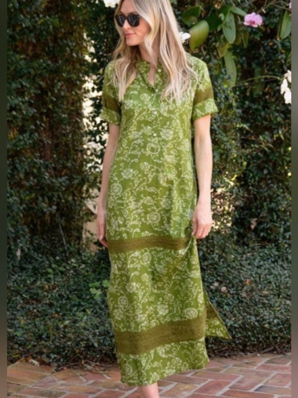 NEW Julia Amory Short Sleeve Majorelle Midi Dress Moss Petunia XS